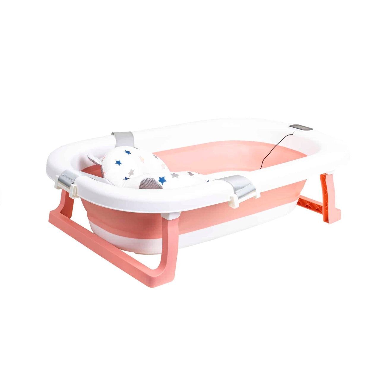 Cadita pliabila pentru bebelusi cu termostat si pernuta, roz, dimensiuni 75x45x20 cm