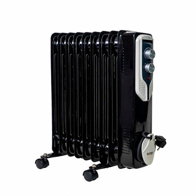 Calorifer electric 2000W, 9 elementi, termostat reglabil, 3 trepte putere, negru