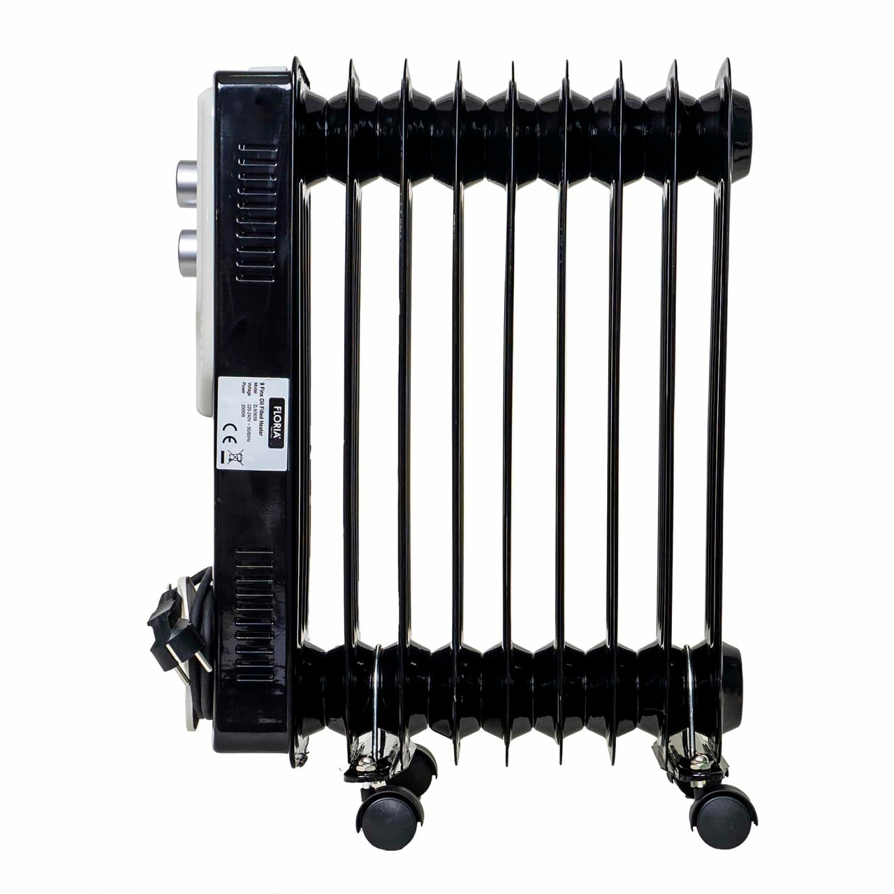 Calorifer electric 2000W, 9 elementi, termostat reglabil, 3 trepte putere, negru