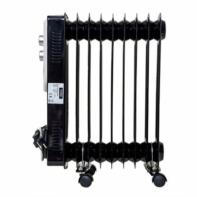Calorifer electric 2000W, 9 elementi, termostat reglabil, 3 trepte putere, negru