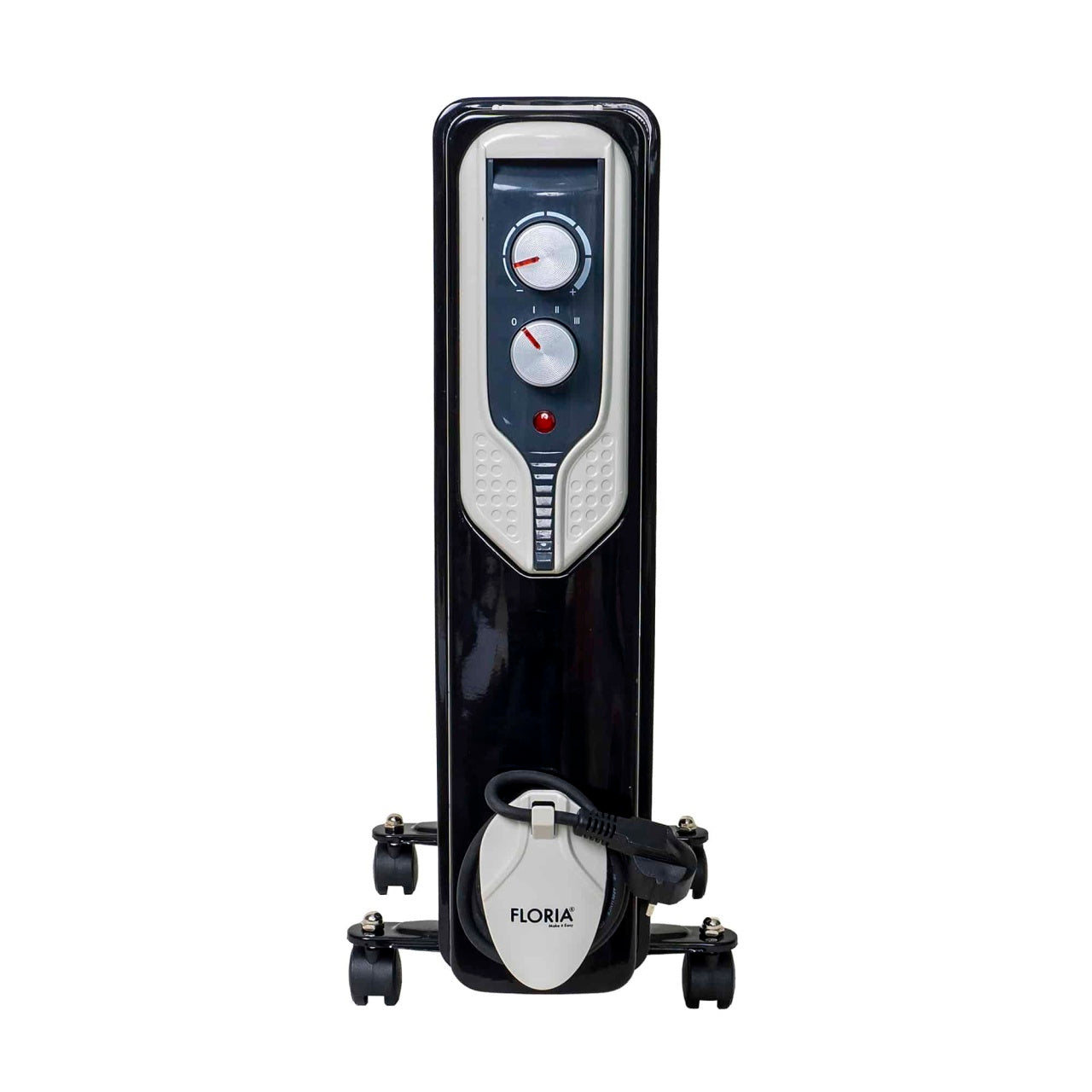 Calorifer electric 2000W, 9 elementi, termostat reglabil, 3 trepte putere, negru