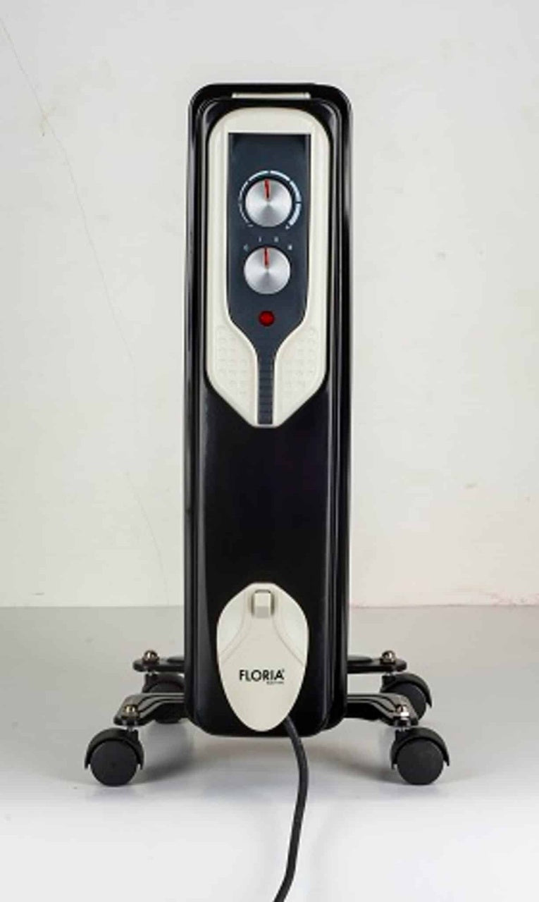 Calorifer electric 2500W, 13 elementi, 3 trepte putere, termostat reglabil, negru
