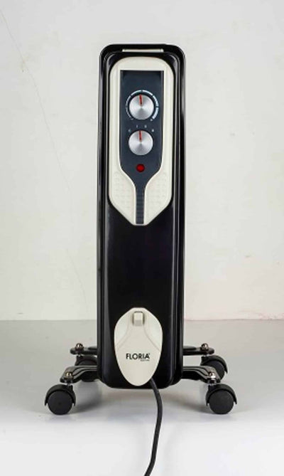 Calorifer electric 2500W, 13 elementi, 3 trepte putere, termostat reglabil, negru