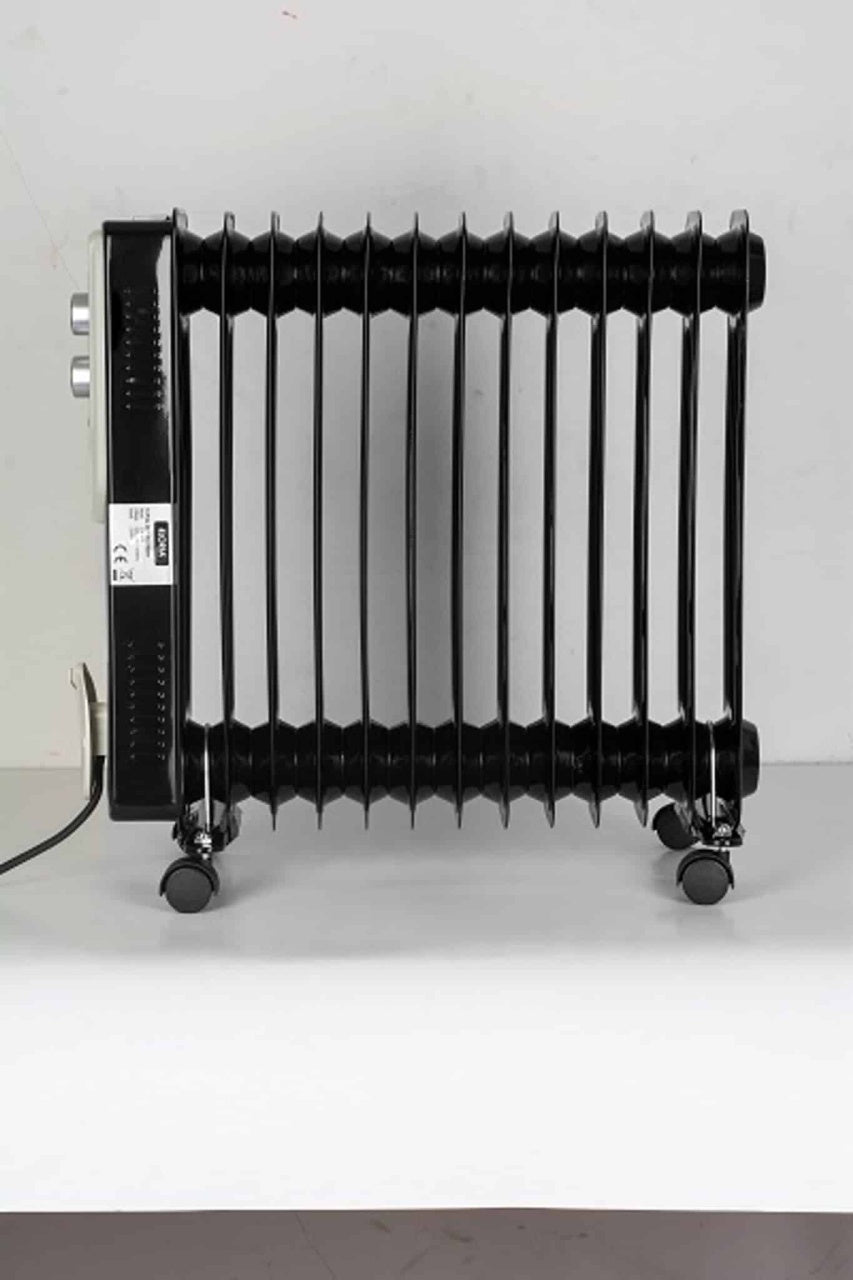 Calorifer electric 2500W, 13 elementi, 3 trepte putere, termostat reglabil, negru