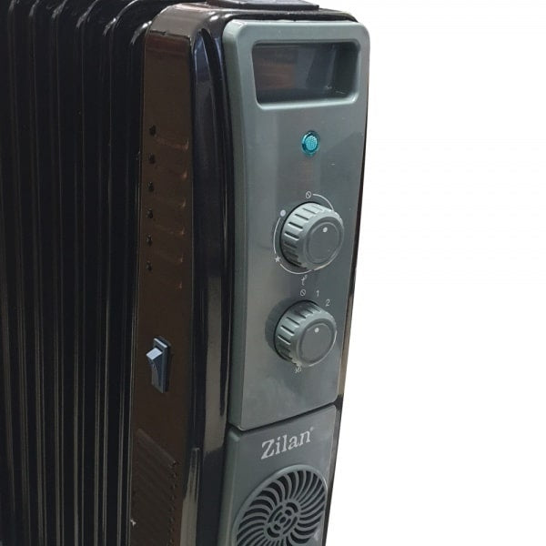Calorifer electric cu ulei 2500W, 11 elementi, termostat reglabil, negru