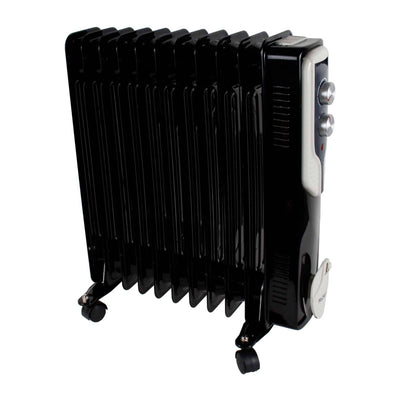 Calorifer electric pe ulei, 2500W, 11 elementi, negru, termostat reglabil