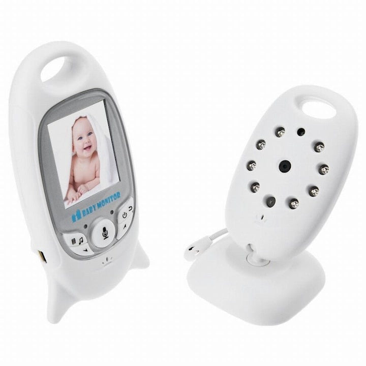 Camera Audio-Video si monitor, pentru supraveghere bebelusi, night vision, Monitorizare Temperatura, Alarma, Cantece de leagan, ecran HD XL 2 Inch, LCD, alb