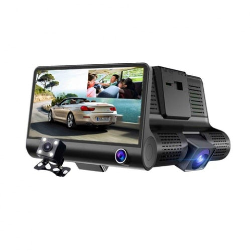 Camera Auto DVR Full HD FOXMAG24®, - Fata/Spate/Interior, Display 4 Inch, G Senzor, 170 grade