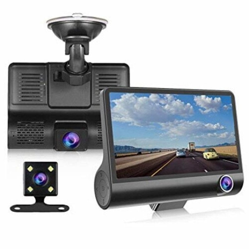 Camera Auto DVR Full HD FOXMAG24®, - Fata/Spate/Interior, Display 4 Inch, G Senzor, 170 grade
