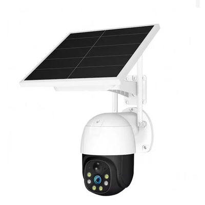 Camera de supraveghere, cu panou solar, conexiune 4G, vedere nocturna, senzor de miscare, acumulatori inclusi, dispune si de cititor de card, alb