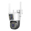 Camera de supraveghere dubla, WIFI, 4G, Full HD, cu alarma integrata, detectare umana, de exterior, rezistenta la apa, recunoastere amprentei, audio bidirectional, alb/negru