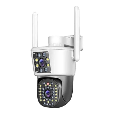 Camera de supraveghere dubla, WIFI, 4G, Full HD, cu alarma integrata, detectare umana, de exterior, rezistenta la apa, recunoastere amprentei, audio bidirectional, alb/negru