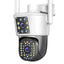 Camera de supraveghere dubla, WIFI, 4G, Full HD, cu alarma integrata, detectare umana, de exterior, rezistenta la apa, recunoastere amprentei, audio bidirectional, alb/negru