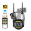 Camera de supraveghere dubla, WIFI, Full HD, cu alarma integrata, detectare umana, de exterior, rezistenta la apa, Control din aplicatie