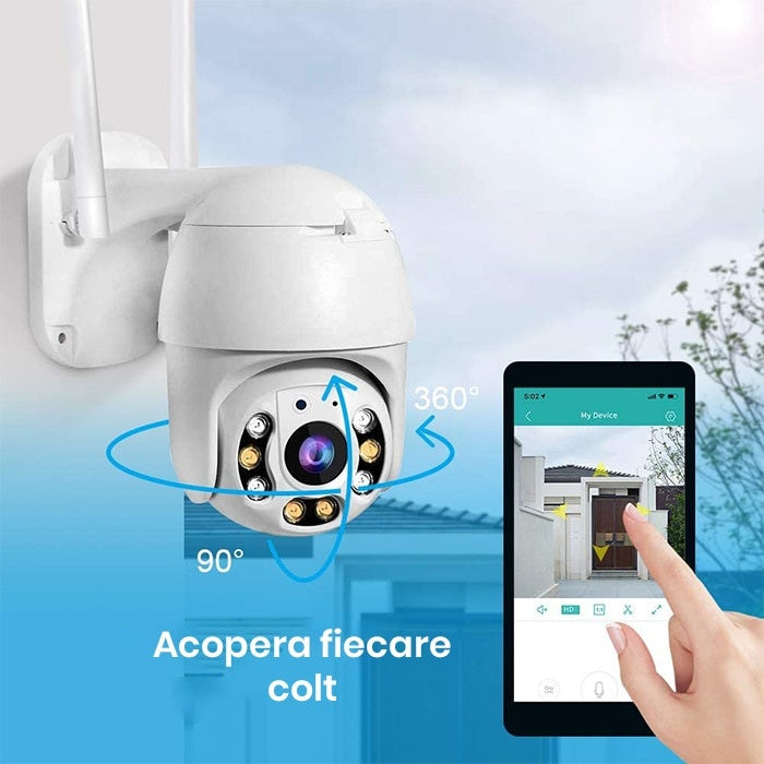 Camera De Supraveghere FOXMAG24® , FULL HD 1080P, 2MP, Wifi, Interior/Exterior, Vedere Color Noaptea, Rezistenta La Apa, Comunicare Bidirectionala, Senzor Miscare