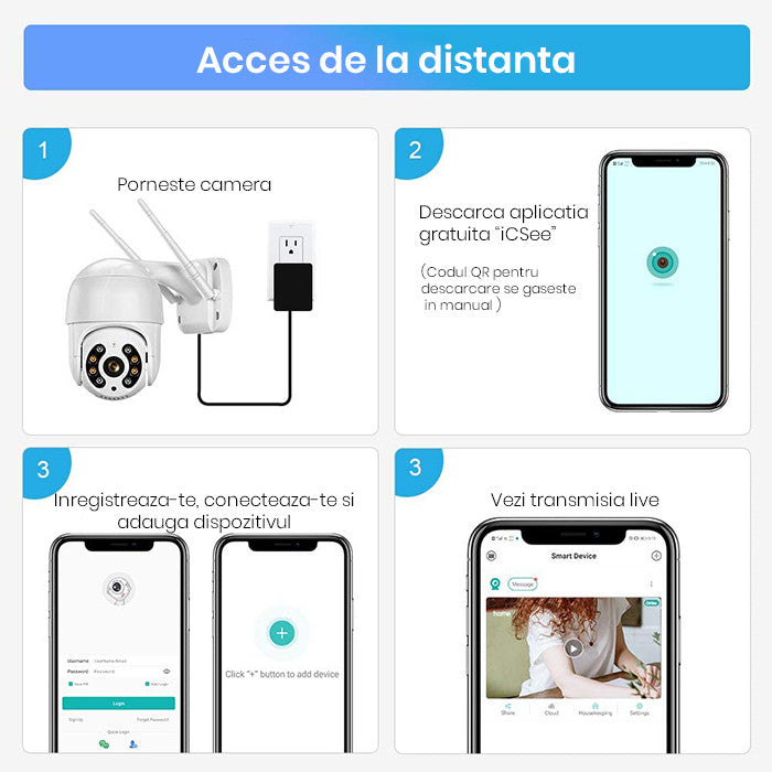 Camera De Supraveghere FOXMAG24® , FULL HD 1080P, Aplicatie mobila Yoosee, 2MP, Wifi, Interior/Exterior, Vedere Color Noaptea, Rezistenta La Apa, Comunicare Bidirectionala, Senzor Miscare