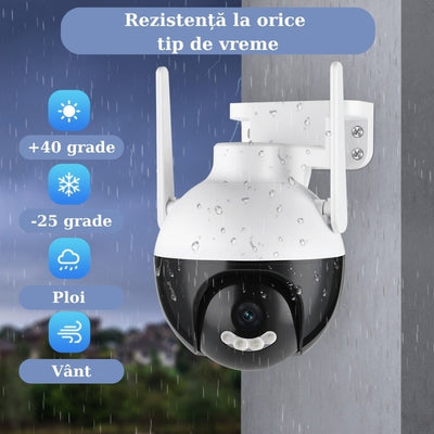 Camera de supraveghere smart, wireless, full HD, 4K, color night vision, compatibil cu iOS / Android, zoom digital x4, inregistrare video UHD, cu microfon si difuzor, alb