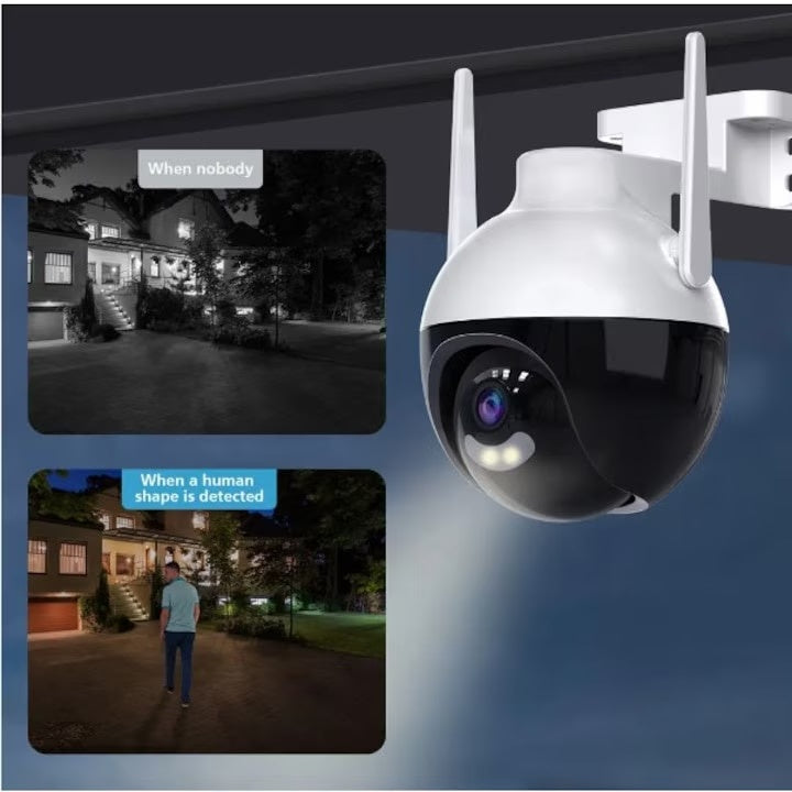 Camera de supraveghere smart, wireless, full HD, 4K, color night vision, compatibil cu iOS / Android, zoom digital x4, inregistrare video UHD, cu microfon si difuzor, alb