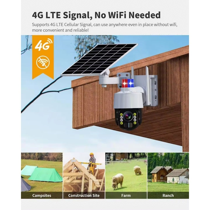 Camera de Supraveghere Solara/ aplicatie mobila V380 PRO – Monitorizare 360°, Impermeabila, Control prin Telefon, Unghi larg, Sirena incorporata, Audio bidirectional, Alarma
