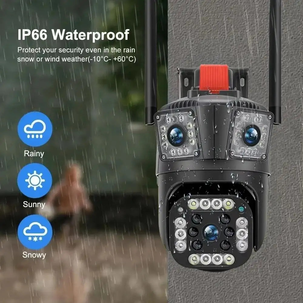 Cameră de Supraveghere Wi-Fi cu 2 Camere, cu fir, 9 MP, control prin aplicatie V380 PRO