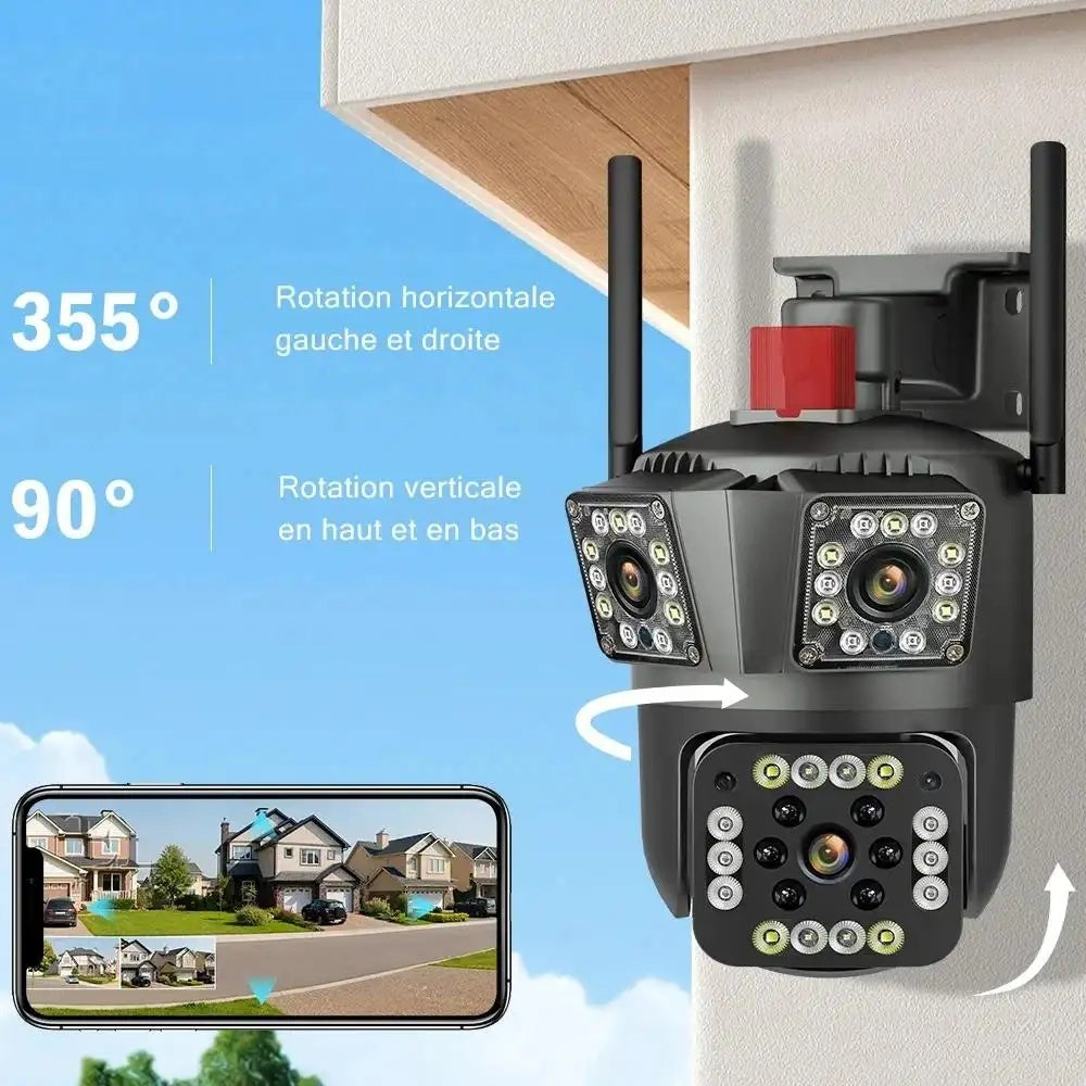 Cameră de Supraveghere Wi-Fi cu 2 Camere, cu fir, 9 MP, control prin aplicatie V380 PRO
