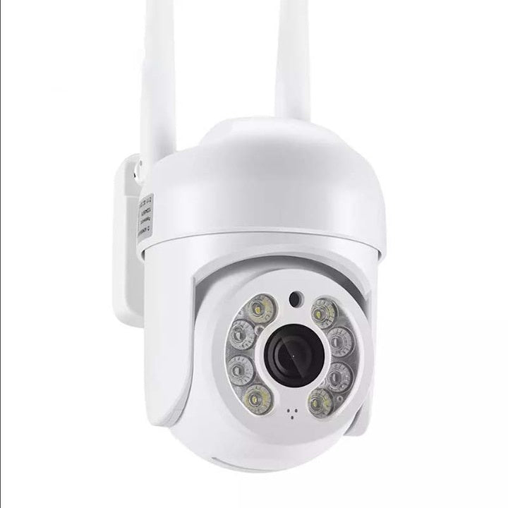 Camera de supraveghere WIFI, FULL HD, conectare telefon, night vision color, alarma, rezistenta la apa, alb