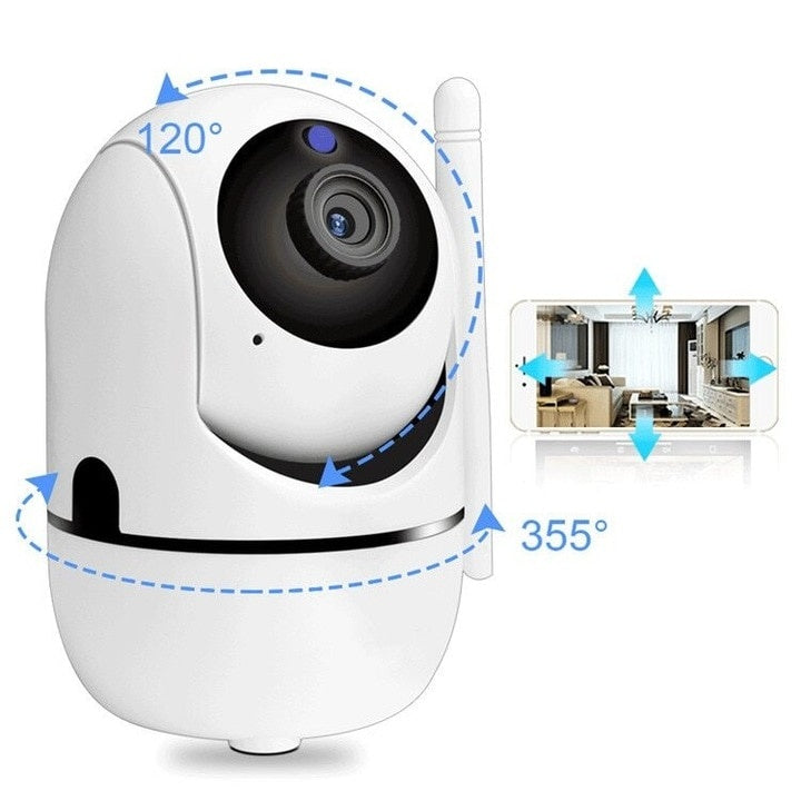 Camera IP WiFi, rotativa la 360°, Full HD, Night Vision, notificari telefonice, alb