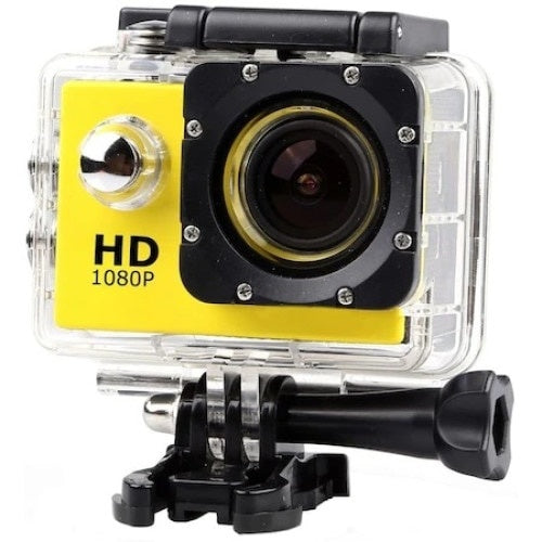 Camera Sport FOXMAG24 1080P Full HD, Rezistent la Apa 30m, USBM 2.0, HDMI, Slot Micro SD, Autonomie 70 min, 900 mAH, Galben