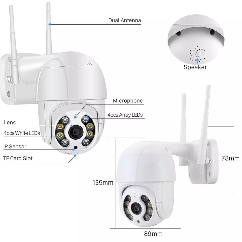 Camera supraveghere audio IP PTZ, 4x Digital Zoom, conectiune WiFi, HD 1080P, AI detectie persoana, interior si exterior