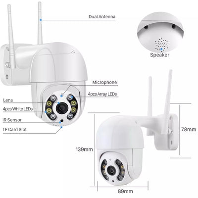 Camera supraveghere audio IP PTZ, 4x Digital Zoom, conectiune WiFi, HD 1080P, AI detectie persoana, interior si exterior
