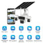 Camera supraveghere cu panou solar, conexiune 4G, rotatie 360° panoramica cu 3 lentile, zoom 10x, audio bidirectional, alarma, senzor miscare, alb