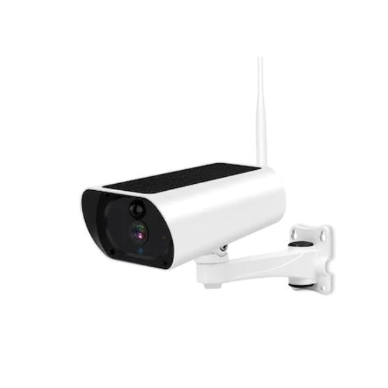Camera Supraveghere FOXMAG24 de Exterior, cu Panou Solar si WIFI, 1080P HD, 2 MP, IP 65, Slot TF Card, PIR, IR, Carcasa Metalica, Antena, Suport Montare, Alb