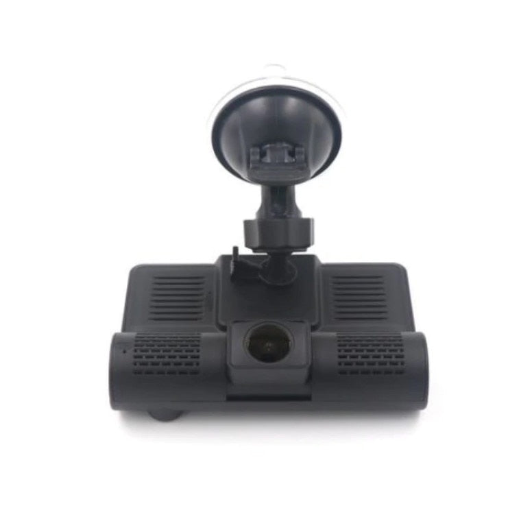 Camera Video Auto de Bord Tripla FOXMAG24®, Full-HD, 3 Camere - Fata/Spate/Interior, Display 4 Inch, G Senzor, 170 grade, Negru