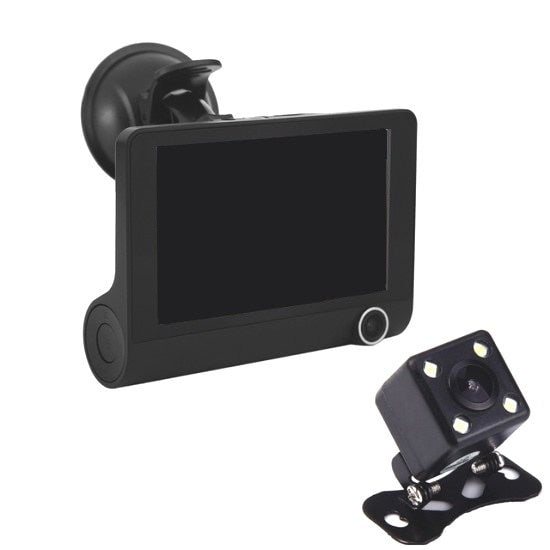 Camera Video Auto Tripla FULL-HD, 3 camere- fata/spate/interior, Display 4 inch