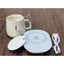 Cana de cafea din ceramica, cu suport incalzitor, incarcare USB, cu buton pentru controlul temperaturii, cu lingurita inclusa, alb