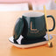 Cana de cafea din ceramica, cu suport incalzitor, incarcare USB, cu buton pentru controlul temperaturii, cu lingurita inclusa, verde