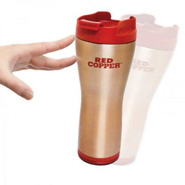 Cana Termos cafea FOXMAG24® cu smart grip Red Copper Mug cu interior ceramic, 470 ml