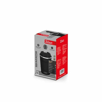 Cana termos pentru cafea 380ml, interior inox, culoare negru, capac etans