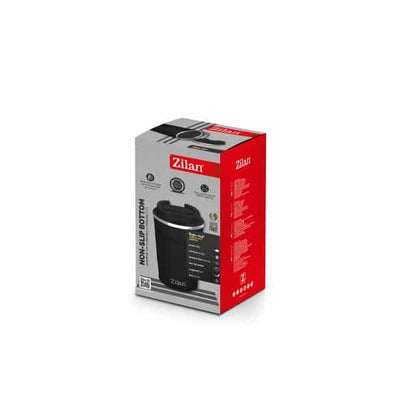 Cana termos pentru cafea, inox interior, 510ml, negru, izolare dubla