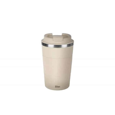 Cana termos pentru cafea, interior inox, capacitate 380ml, crem