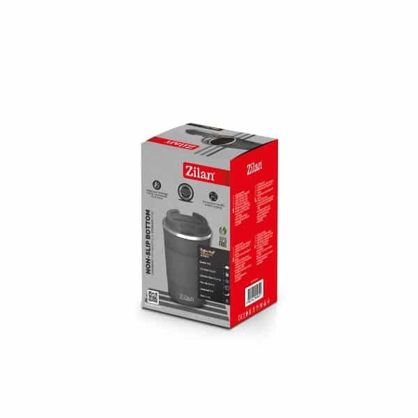 Cana termos pentru cafea, interior inox, capacitate 380ml, gri