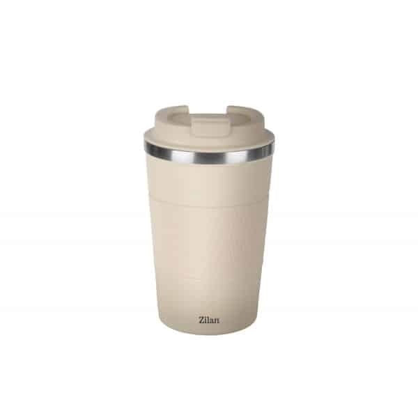 Cana termos pentru cafea, interior inox, capacitate 510ml, crem