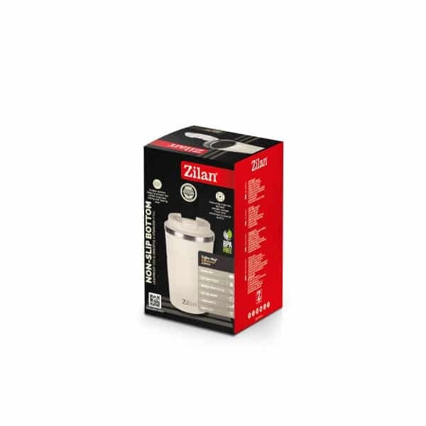 Cana termos pentru cafea, interior inox, capacitate 510ml, crem