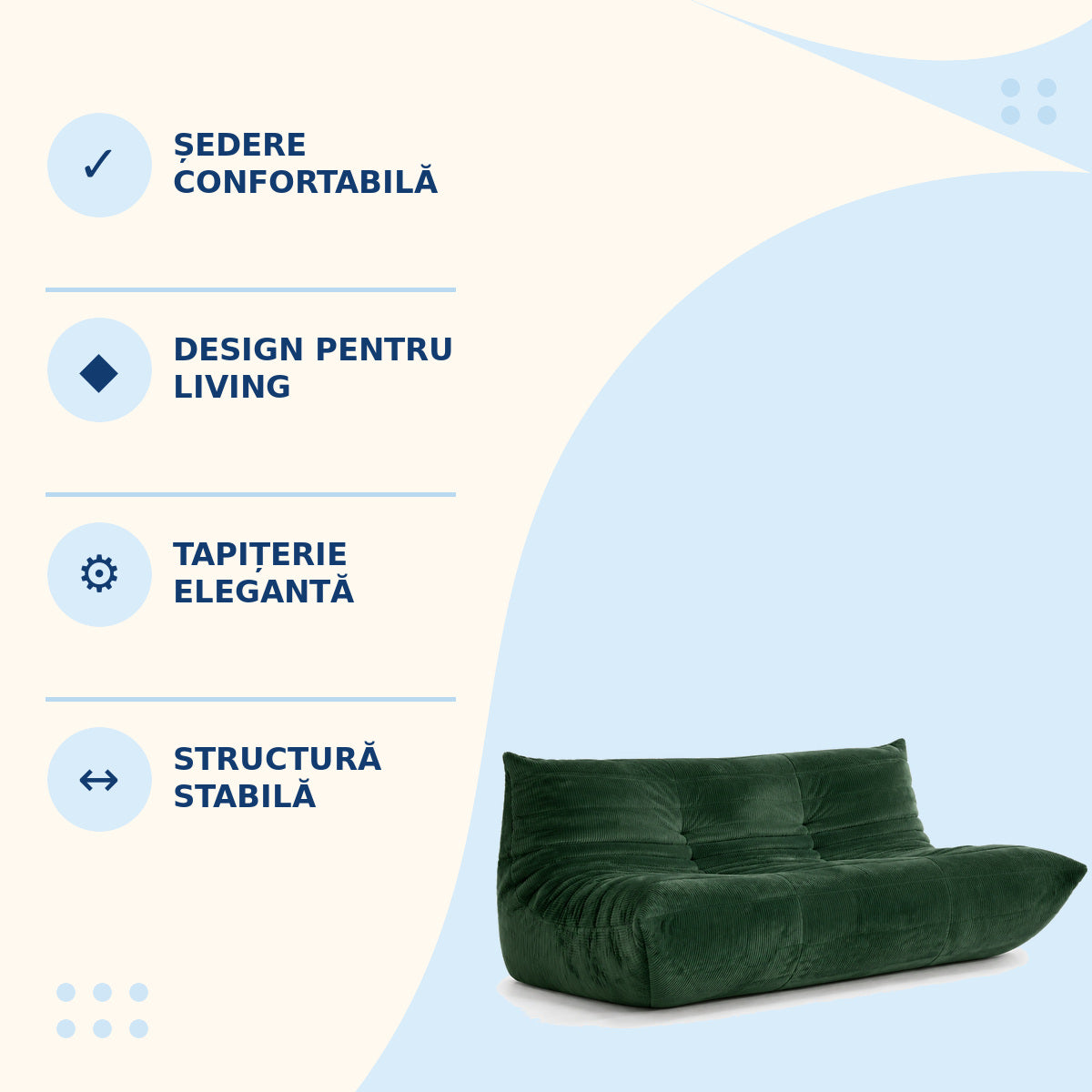 Canapea Modulară Extensibilă, Catifea, Verde – imagine 3