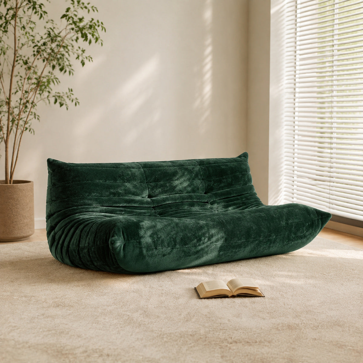 Canapea Modulară Extensibilă, Catifea, Verde – imagine comercială