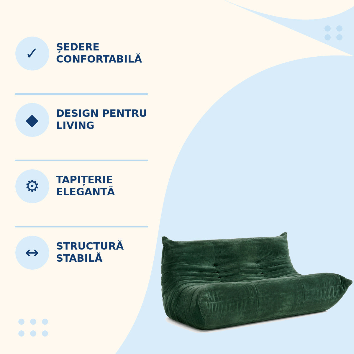 Canapea Modulară Extensibilă, Catifea, Verde – imagine 3
