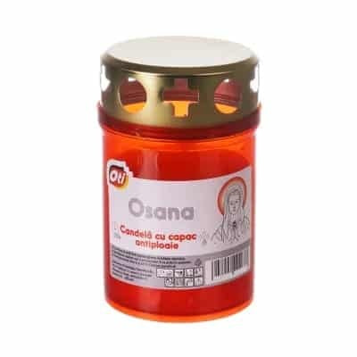 Candela cu capac anti-ploaie, durata ardere 10 ore, pachet 28 bucati, culoare rosie