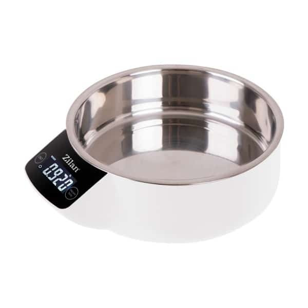 Cantar alimentar digital cu bol inox 900ml, capacitate 5 kg, ecran LCD alb