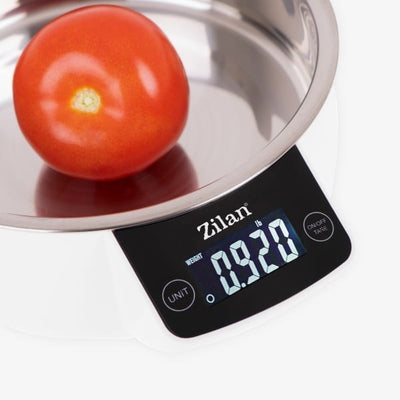 Cantar alimentar digital cu bol inox 900ml, capacitate 5 kg, ecran LCD alb