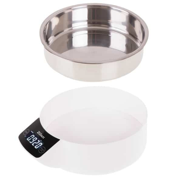Cantar alimentar digital cu bol inox 900ml, capacitate 5 kg, ecran LCD alb